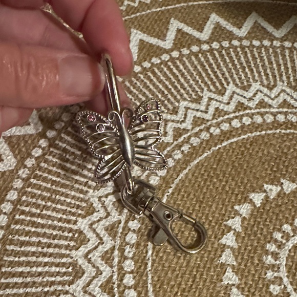 Accessories - NWOT Silver Butterfly Keychain/Purse holder with Pink stones